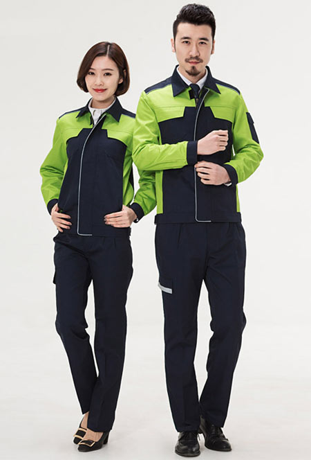 時(shí)尚長(zhǎng)袖果綠色春秋工作服定做款式圖片